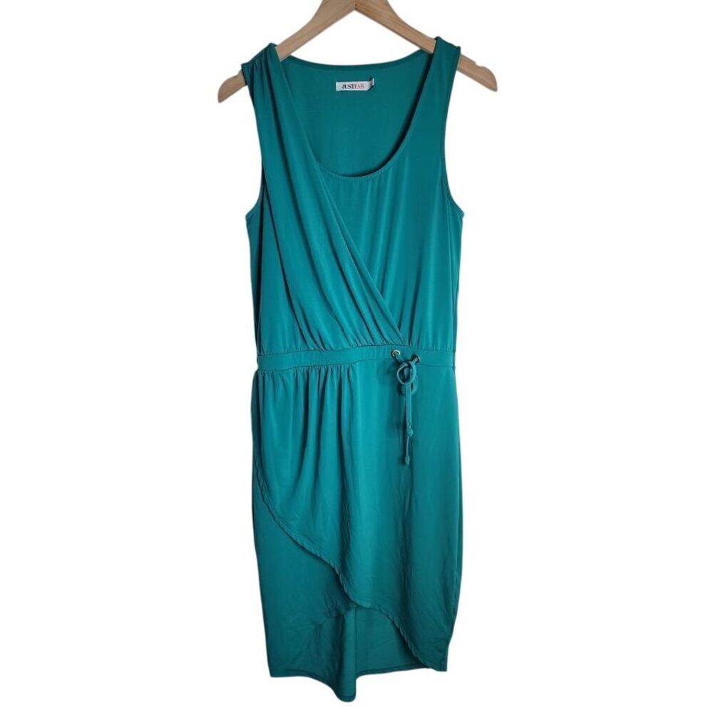 JustFab Dress Women's Large‎ Shift Asymmetrical Sleeveless Green Teal